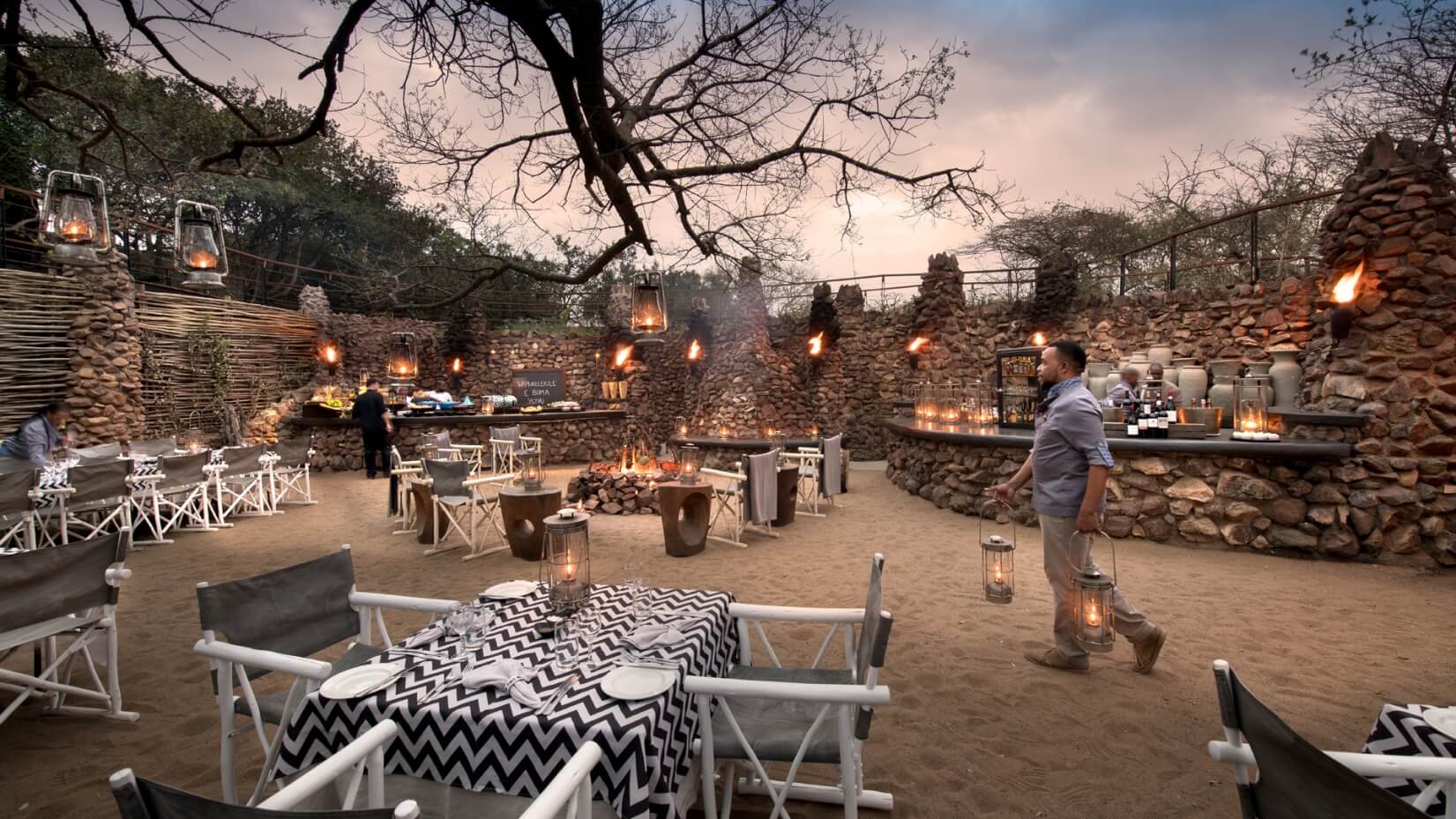 Phinda Mountain Lodge Boma at Dinner Time