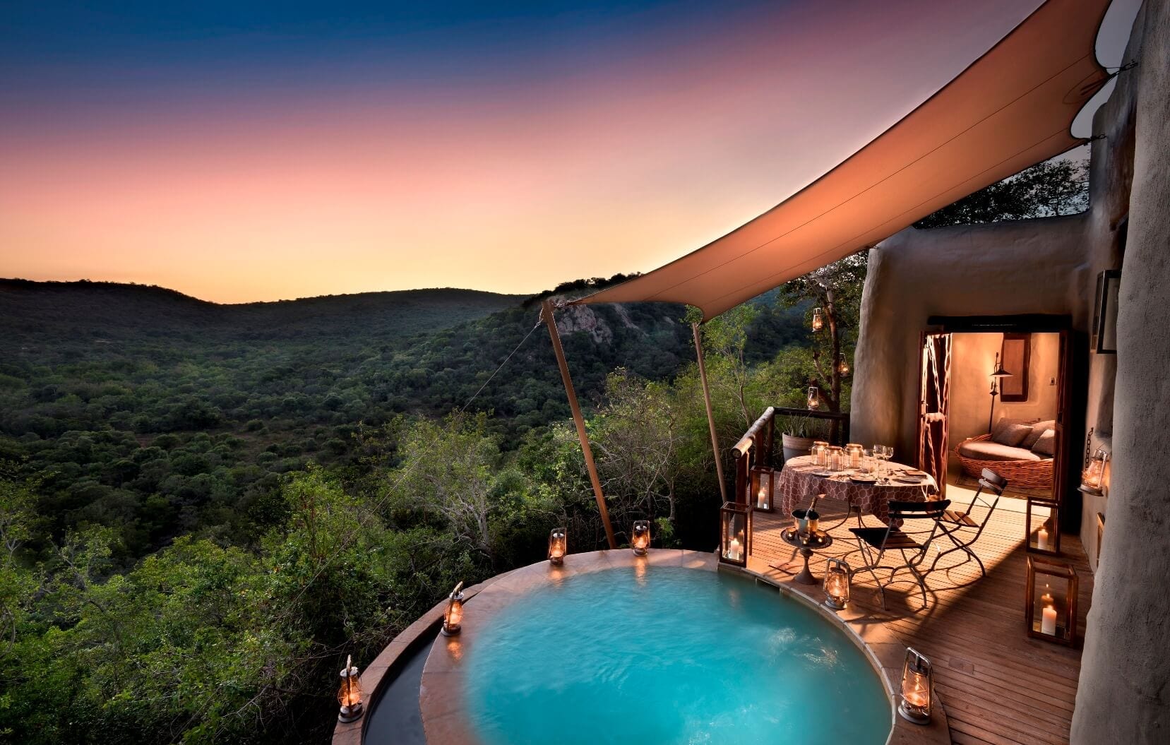 Private Plunge pool in each Suite at Phinda Rock Lodge